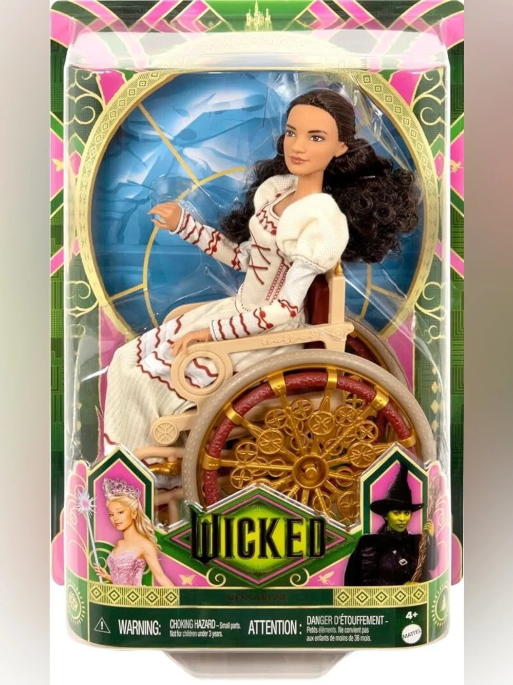 Wicked Nessarose Doll in White and Pink Wheelchair - Official Collectible